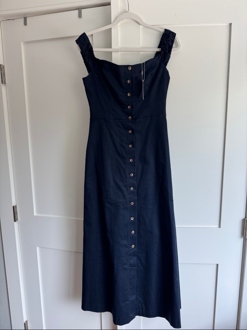 Favorite Daughter Navy Button-Front Midi Dress